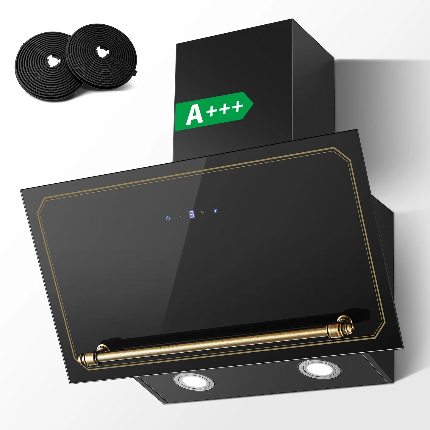 60cm Wall Hood - 400m³/h Suction, A+++ Energy, LED Lights, Dual Filter System, Retro Design‌