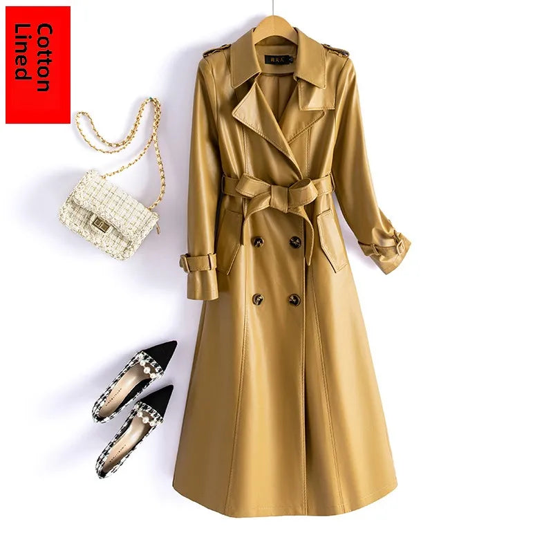 Real Leather Sheepskin Coat Women's Mid-Length Stylish Slimming Autumn Winter New Korean Style Coat Over-Knee Outerwear