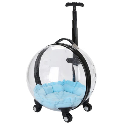 Custom Luxury Transparent Capsule Pet Travel Trolley New Strollers for Puppies Dogs Cats Comfortable Carriers Bag Wheel Trolley