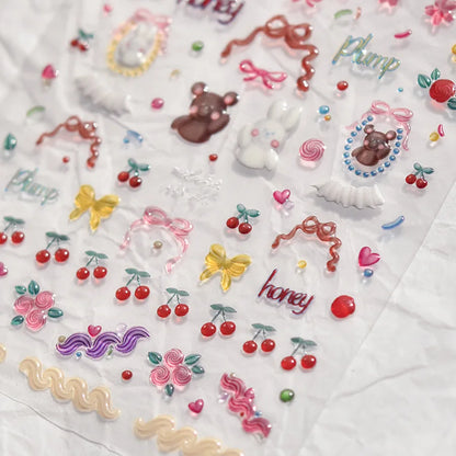 Line Flower Powder Blusher Love Heart High Quality Jelly Series Adhesive Nail Sticker Nail Art Decoration Decals Design T-2830
