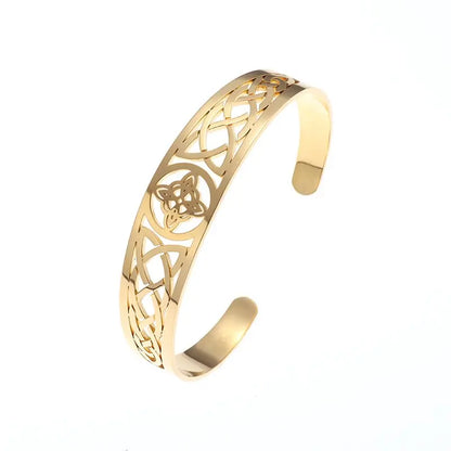 Witch Knot Cuff Bracelet Stainless Steel Pagan Witchcraft Symbol Magic Knot Good Luck Amulet Bangls Celtic Knot Jewelry