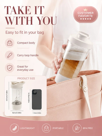 Portable Auto Stirring Cup, Transparent Measuring Electric Blender USB Charging for Milk Powder Smoothies