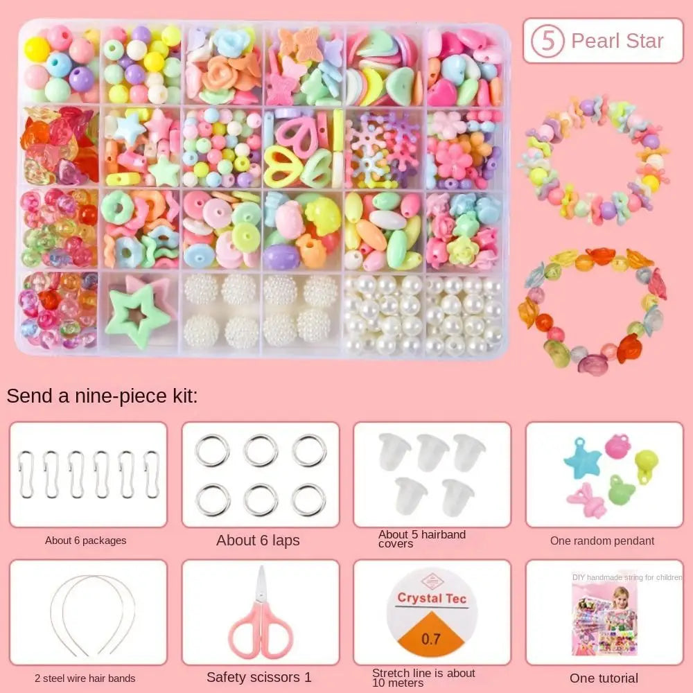 Arts Crafts DIY Handmade Beaded Kit Jewelry Set Handmade DIY Making Beads Kit DIY Creative Beads for Children Girl