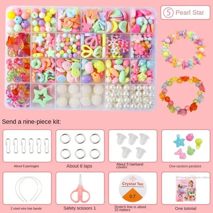 Arts Crafts DIY Handmade Beaded Kit Jewelry Set Handmade DIY Making Beads Kit DIY Creative Beads for Children Girl