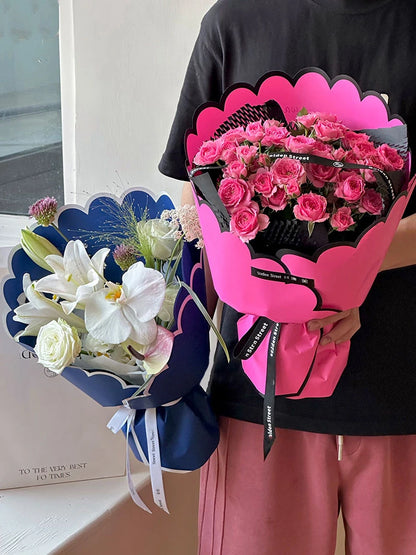 Valentine'S Day Aesthetics Wave Border Flower Wrapping Paper Art Dopamine Butterfly Bouquet Korean Wrapping Paper For Flowers