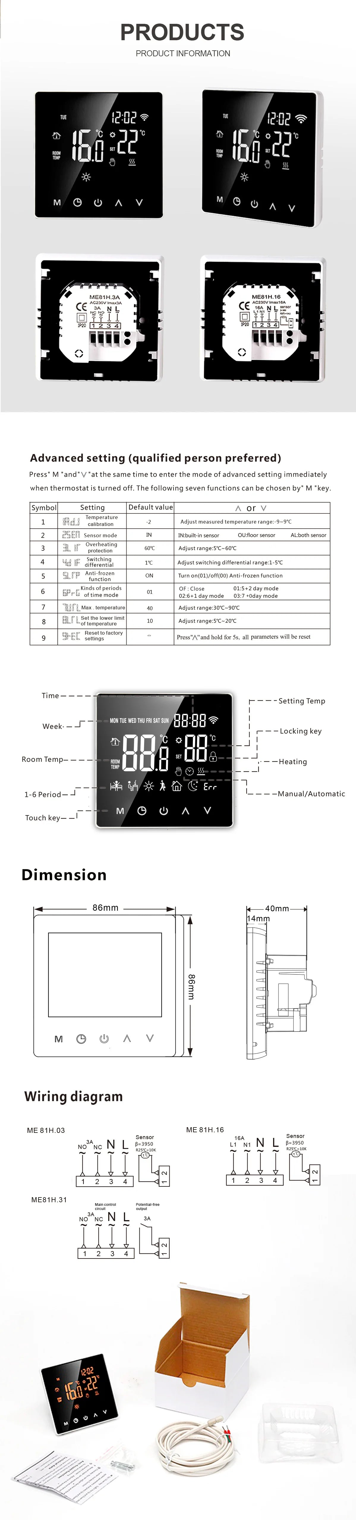 Tuya Smart Thermostat For Underfloor Heating Wifi Thermostat  Floor Heating Controller Warm Floor Temperature Controller Alexa