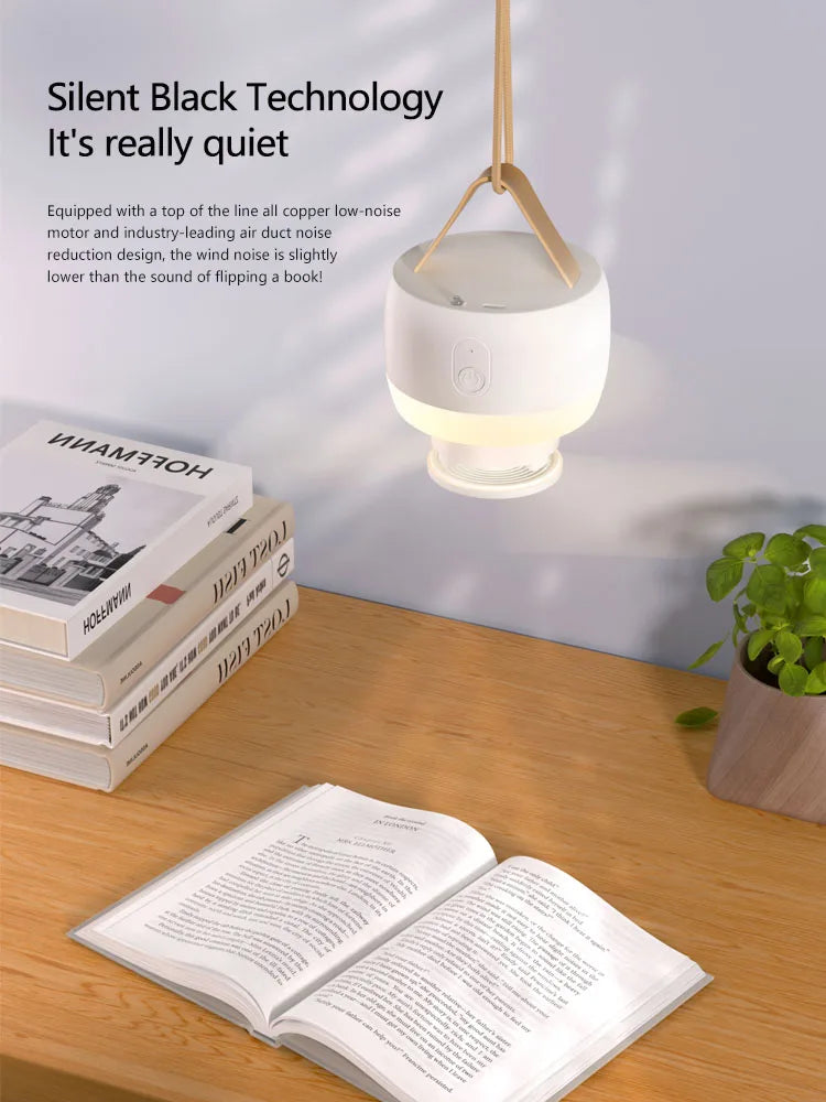 LED Light With Fan Portable Silent Ceiling Fans Light Rechargeable/Plug-in LED Lamp Remote Control 3600mAh for Bedroom Camping
