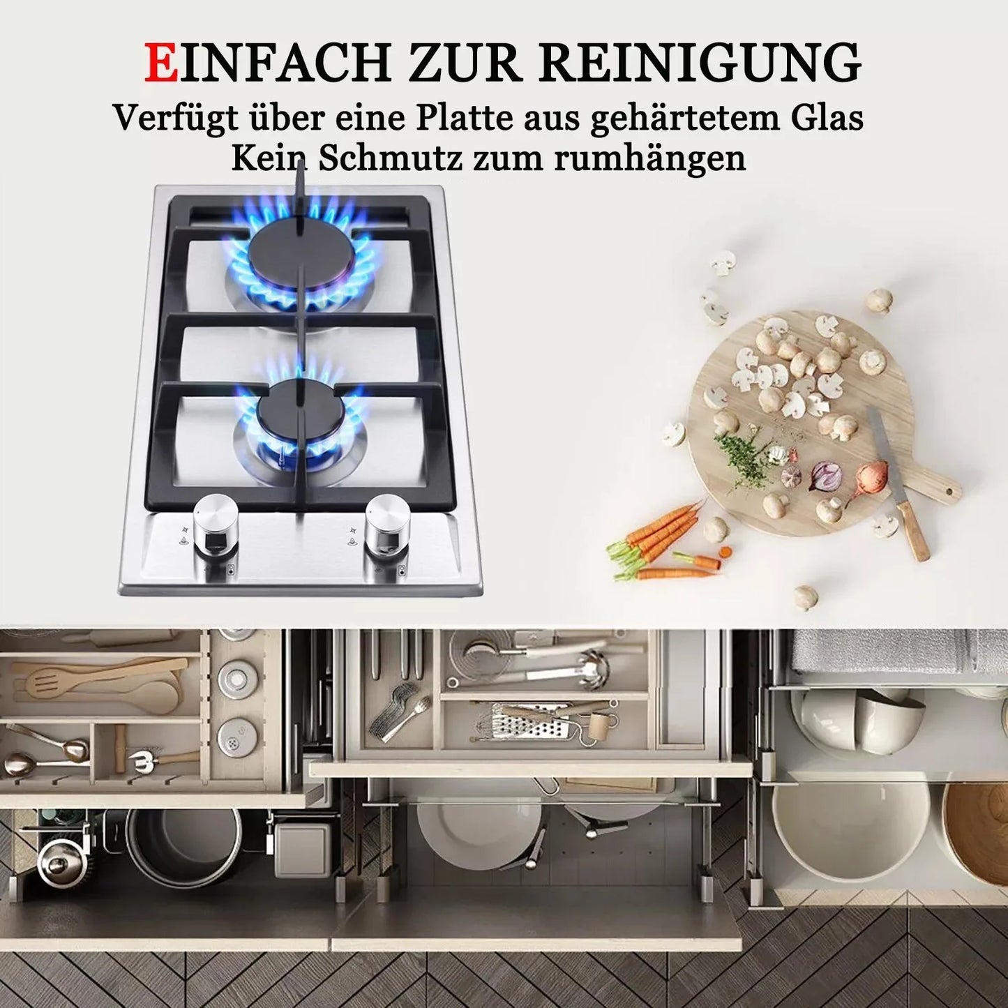 TopStrong  2-burner Stainless Steel with Automatic Flame Protection, Natural Gas Propane Built-in Gas Hob YYEUGCT-S02