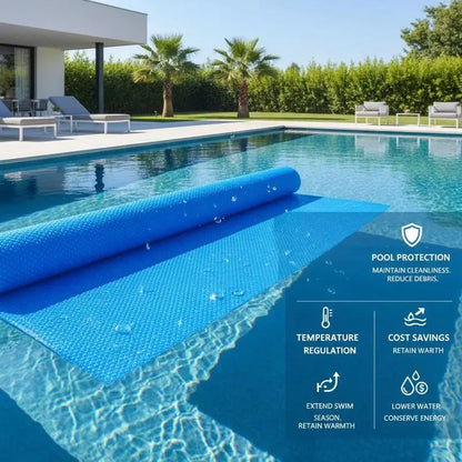 Rectangular Pool Cover 732×366cm Blue PE Leaf & Debris Protector for Above/In-Ground Swimming Pool W/ Tie-Downs Summer Winter