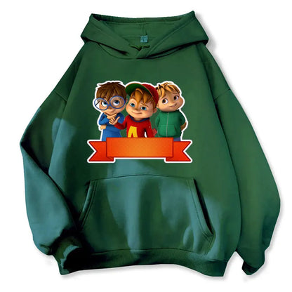 2025 Fashion Unisex Casual Sportswear Women's Hoody Alvin Chipmunk Halloween Costume Women's Pullover Fashion Trend