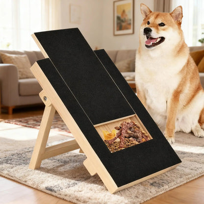 Dog Nail Scratch Board With Stand Wooden Pull-out Dog Scratching Post With Treat Box Pet Durable Dog Paw Repair Board For dog