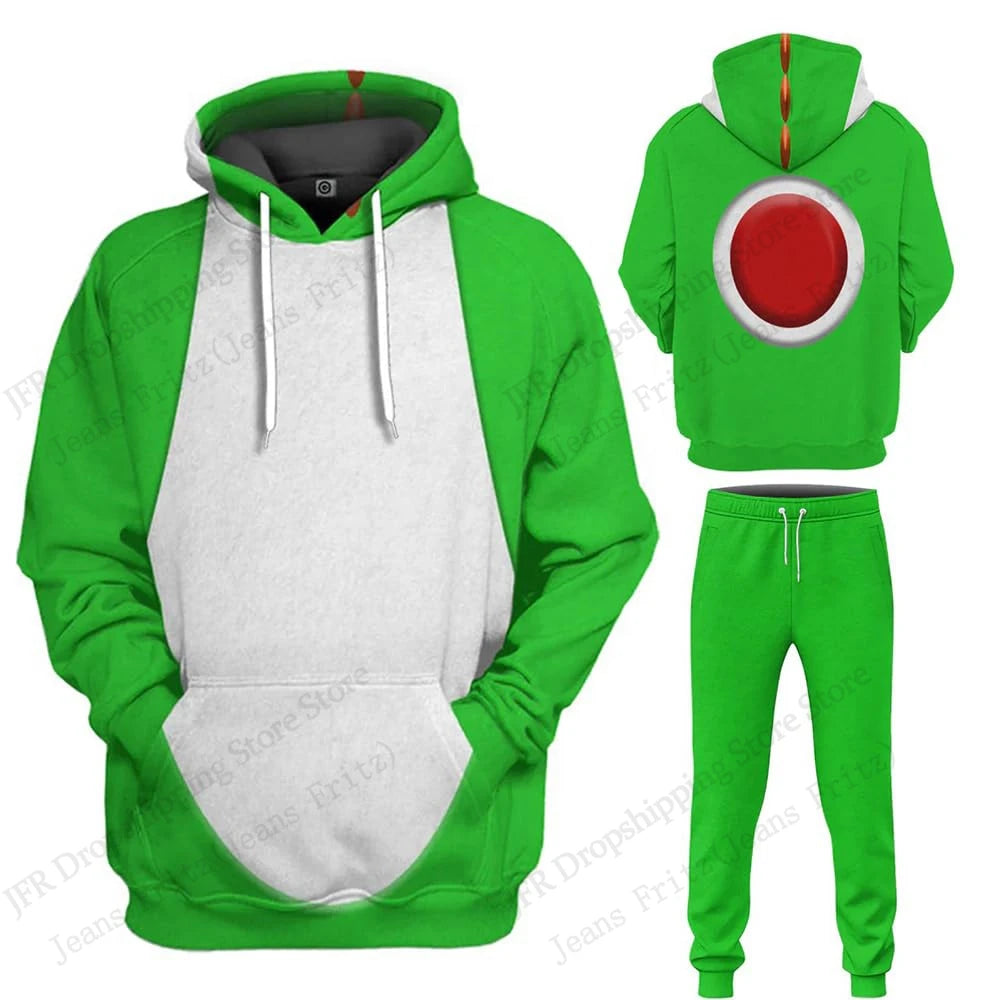 Men's Sets Anime Cartoon Bowser 3d Print Sets Men Women Fashion Hoodie+Pant 2 Piece Sets Cosplay Tracksuit Suit Mens Clothing