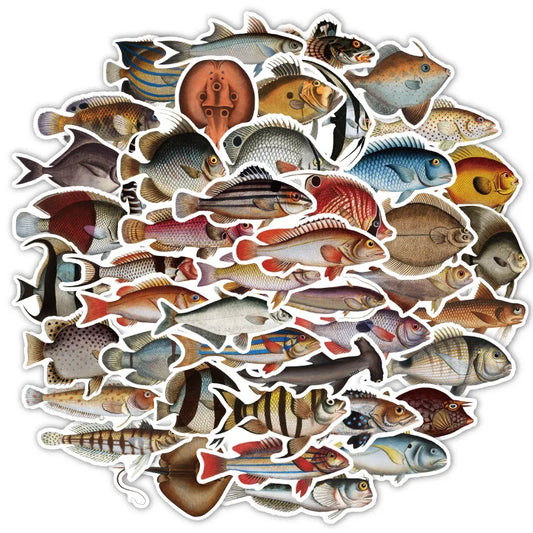 10/25/50pcs Sea Fish Ocean World Stickers Cartoon for DIY Scrapbook Stationery Water Bottle Phone Laptop Guitar Decal Toy