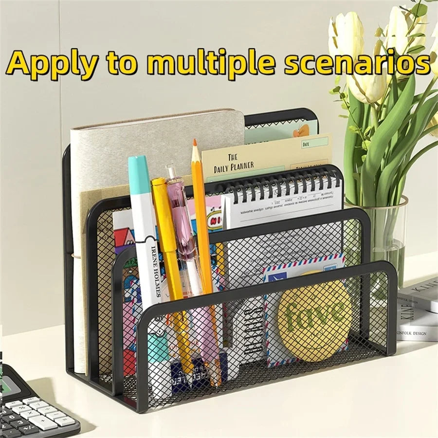 Papers Trays Notebook Stand Rack Desk 3-layer Black Metal Iron Mesh Holder for Magazine Document File Book Rack Organizer Office