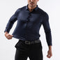High Elastic Seamless Shirts Men Long Sleeve Muscle Sports Shirt European Size No Ironing Business Professional Workwear Causal