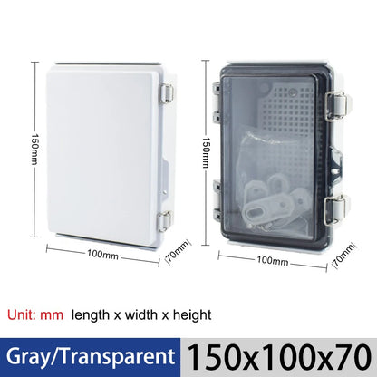 IP67 Waterproof Gray/Transparent Cover Enclosure Juction Box ABS Plastic Outdoor Electronic Instrument Hinge Case