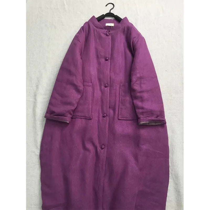Ethnic Style Retro Single Breasted Cotton Robe Clothing Women's Spring And Autumn 2025 New Loose Versatile Quilted Coat K2709