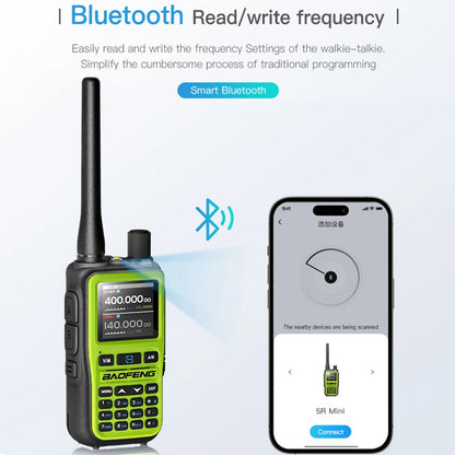 BAOFENG UV-5R Mini Walkie Talkie Full Band Bluetooth Programming Wireless Copy Frequency 999CH AM FM Type-C Long Range Ham Radio