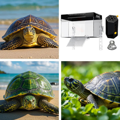Over Tank Turtle Basking Land Pet Turtle Tank Basking Dock with Lid Reptile Resting Land Aquatic Turtle Basking Platform