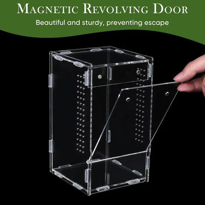 1pc Acrylic Transparent Reptile Breeding Box Amphibian Cage Nano Arboreal Tarantula Enclosure Jumping Spider Reptiles Habitat