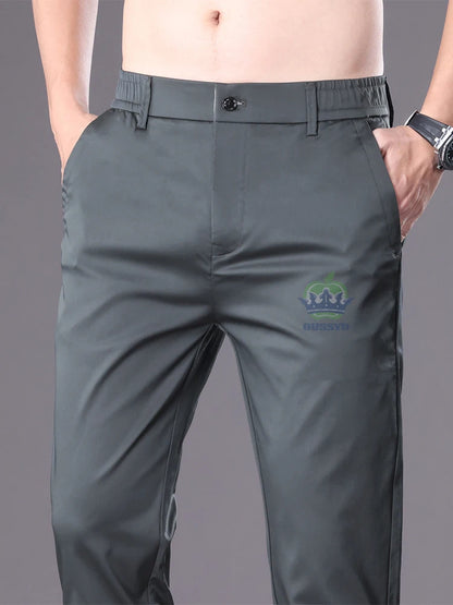 Summer High Quality Cotton Ankle Length Casual Pants Men Business Slim Elastic Waist Jogger Outdoors Korean Work Suit Trousers
