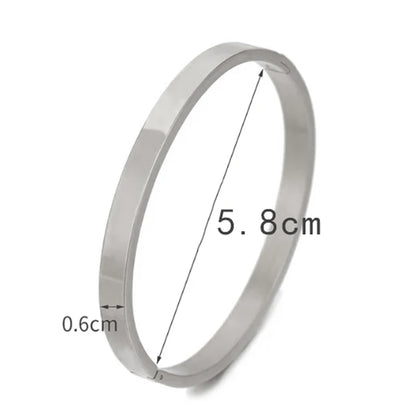 Hot Fashion Stainless Steel Jewelry Oval Bangle for Woman Child Charm Bracelet Party Love Wedding Brand Gift Wholesale