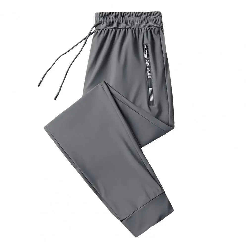 Men's Summer Ice Silk Pants Mesh Quick drying Ankle-banded Breathable Casual Thin Pants Loose Elastic Pants Sports Trousers