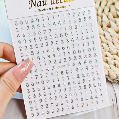 1Pc 3D Roman Letter Nail Stickers Gold/Silver/Black/Laser Alphabet Self Adhesive Decal Y2K English Words/Number Manicure Sliders