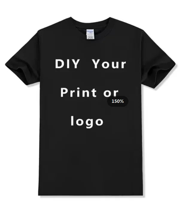 EU size 100% pure cotton custom T-shirt front and back team school uniform store logo text photo for men's personalized high-end