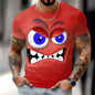 Summer New 3D Printed Funny Face T-shirt Fashionable Men's Holiday Short-sleeved Casual O-neck Loose T-shirt Streetwear