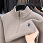 High quality half zipper knitted sweater men fashion luxury brand embroidery designer new top plush warm thick casual men's wear