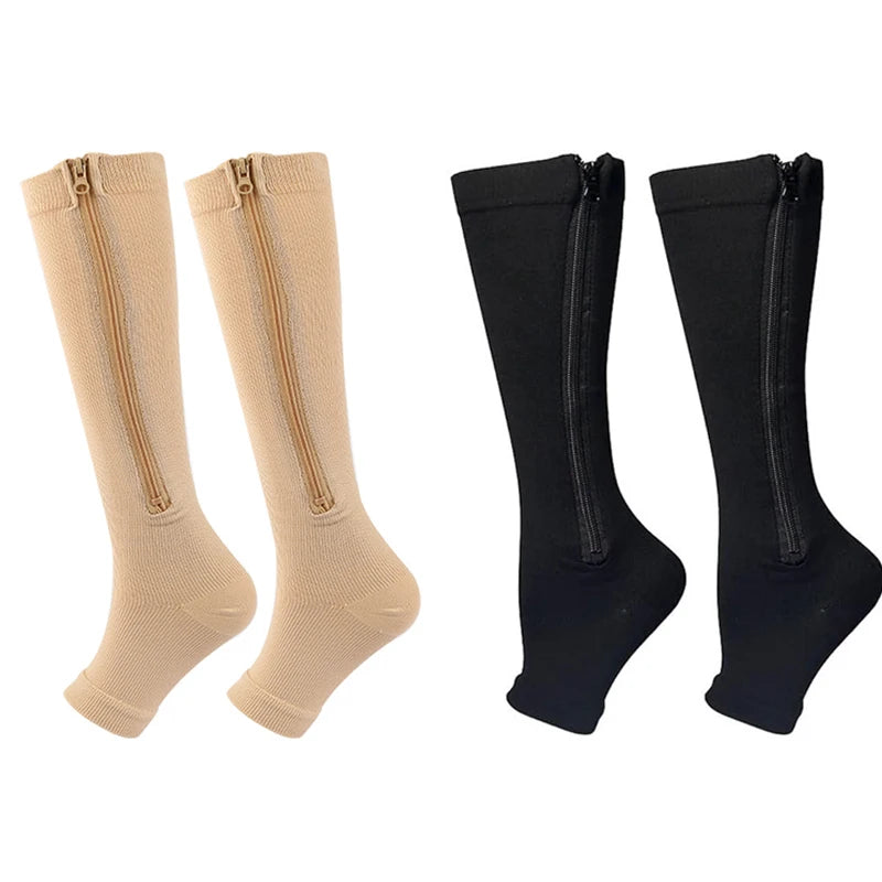 Zipper 4Compression Socks for Varicose Support Outdoor Running Fitness Hiking Anti-Fatigue Medical Care Diabetes Swelling Relief