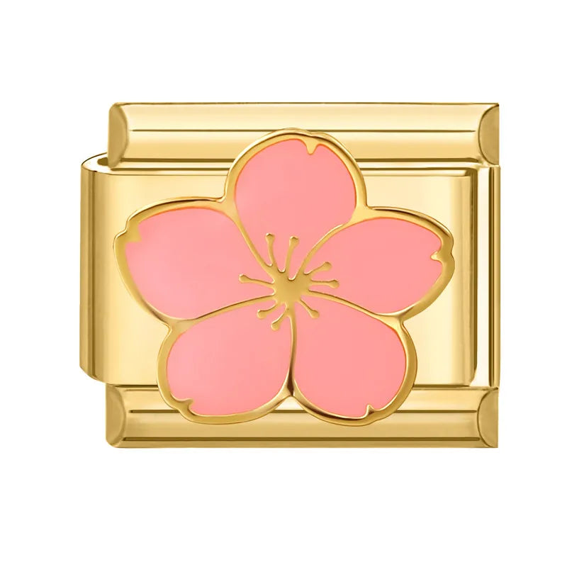 Gold Color Heart Sunflower Cherry Tai Chi Leopard Italian Charm Links Fit 9MM Bracelet Stainless Steel Men Women DIY Making Gift