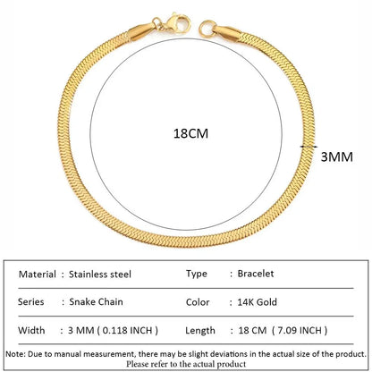 SUNIBI Classic Snake Chain Bracelets for Women Trend  Fashion Stainless Steel Cuban Chain Bracelet Trendy Woman Gifts Jewelry