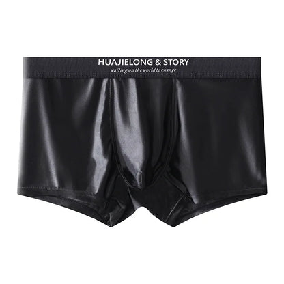 1/3Pcs Breathable Thin Satin Silk Boxer Briefs Seamless Mid Waist Ice Silk Boxers Underpants Smooth Underwear for Men Daily