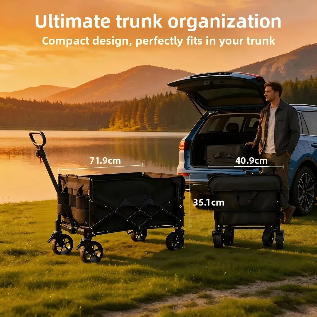 5-inch Multifunctional Camping Pet Stroller Large-capacity Camping Cart with Ramps Foldable Outdoor Camping Cart