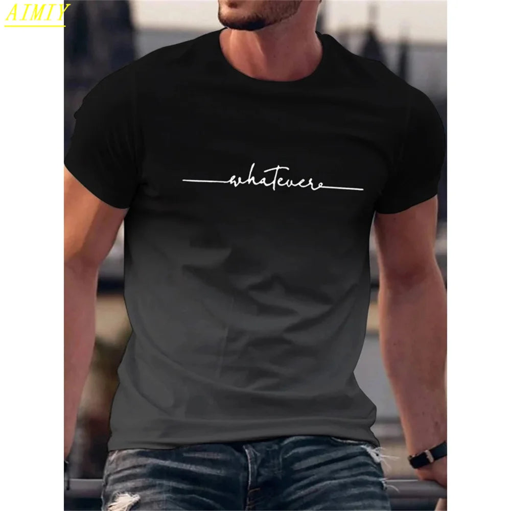 Fashion Summer 3D Stripe Letter Print Men's T Shirt Hip Hop Trend Harajuku Streetwear Casual O-neck Oversized T-shirts Men Tops