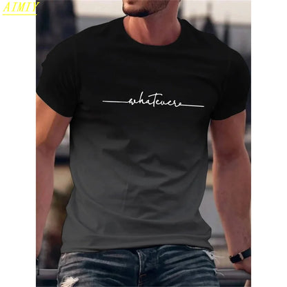 Fashion Summer 3D Stripe Letter Print Men's T Shirt Hip Hop Trend Harajuku Streetwear Casual O-neck Oversized T-shirts Men Tops
