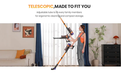 Erabros EV5 550W 70KPA Cordless Vacuum Cleaner Ultra-Strong Suction Power 80Mins Runtime Handheld Smart Vacuum Cleaner 4 Modes