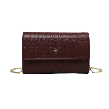 CH Women Crossbody Bag Splicing Letter Print Metal Chain Shoulder Purse PU Leather Flap Small Ladies Evening Clutch Handbag Gift