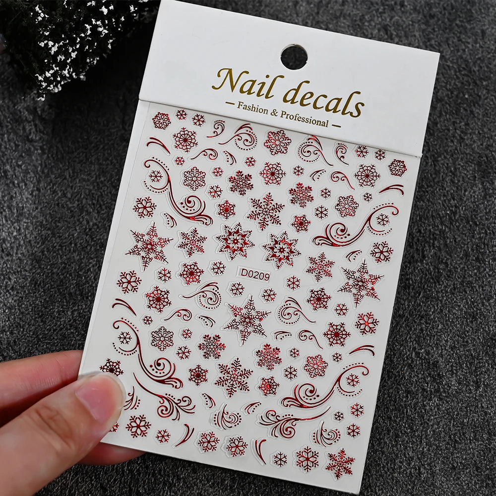 Winter Christmas Atmosphere Nail Stickers Snowman Snowflake Wapiti Self-adhesive High Quality Cute Nail Stickers Nail Art Deco