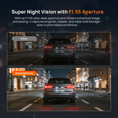 70mai Dash Cam A810 Lite 4K HDR + 1080P, Supercapacitor 4G LTE Remote Control Wi-Fi 6 GPS Voice Control Car DVR 70mai A810 Lite
