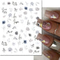3d Nail Art Decals Elegant White RoyalBlue Roses Flowers Adhesive Sliders Nail Stickers Decoration For Nail Manicure