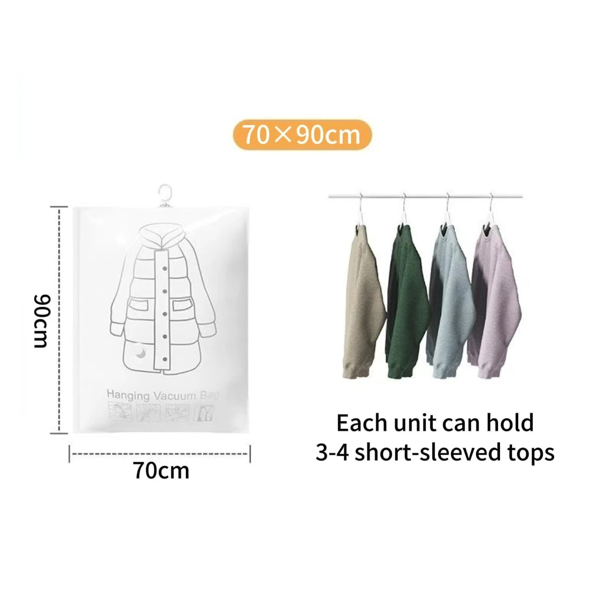 Hanging Vacuum Storage Bags Space Saver Bags Vacuum Seal Storage Bag for Suits Dress Coats Jackets Closet Organizer and Storage