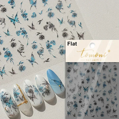 Jelly Butterfly 5D Nail Art Sticker Rhinestone Crystal Charming Shiny Insect Animals DIY Self Adhesive Decoration Manicure Decal