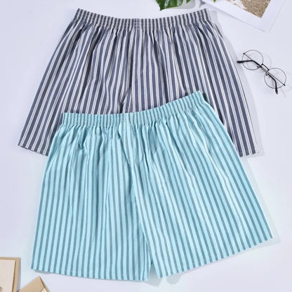 Mens Underwear Boxers Shorts Casual Cotton Sleep Underpants Homewear Men Arrow Panties Striped Plaid Loose Comfortable Underwear