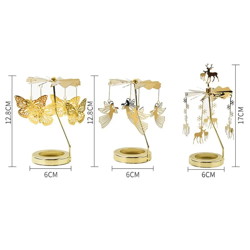 Metal Rotating Candle Holder Heat-Powered Rotation Elegance Style Spinner Carousel Rotating Mechanism Tea Light Holder