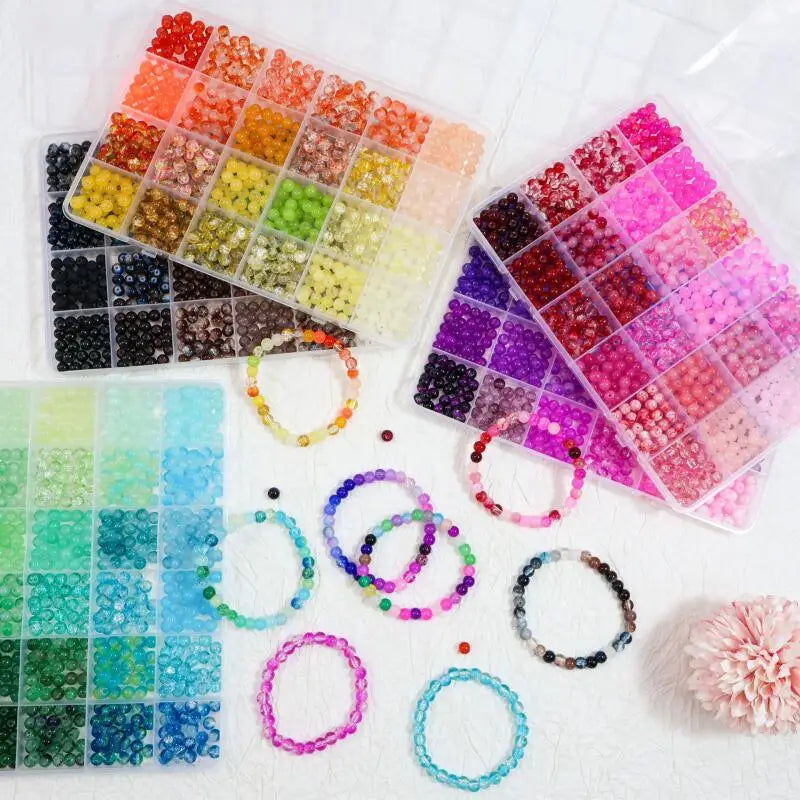 Kids' Beads and Jewelry Making Kit Necklace Bracelet Diy Beads 6mm Glass Beads Loose Beads Bracelet Jewelry Accessories Toys Kid