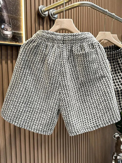 Houndstooth Casual Plaid Shorts Men Sport Loose Wide leg Gym Running Shorts  Beach Baggy Board Cargo Shorts Male