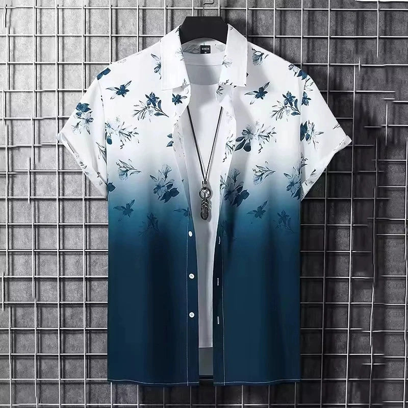 New Hawaii Spring/Summer Fashion Leisure Street Walk Tourist Beach Printed Full Open Short Sleeve Button Shirt